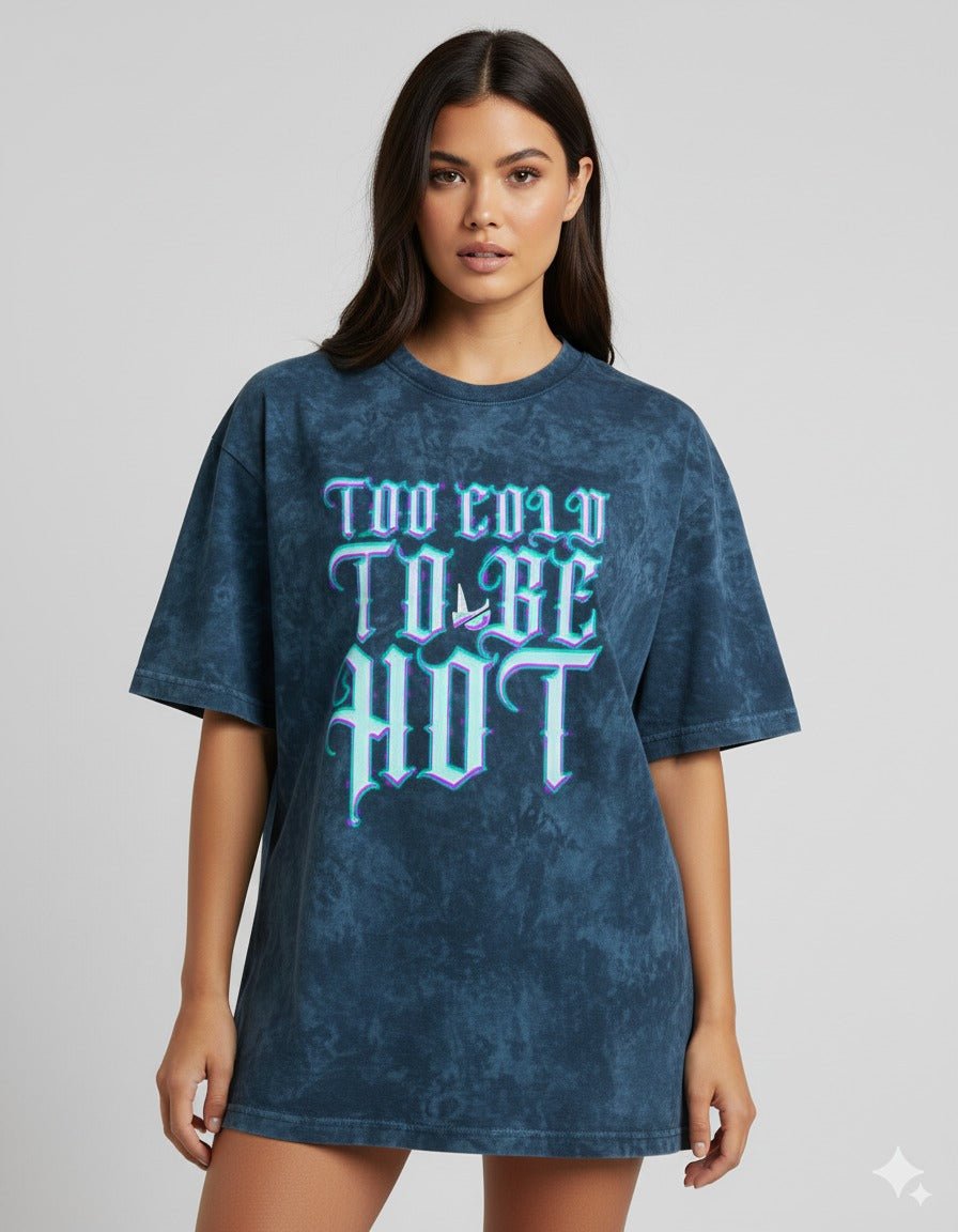 Evilinc "Too Cold To Be Hot" Unisex Acid Washed Oversized Tee - Evil Inc